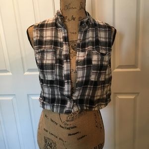 Cropped Flannel Tank Top
